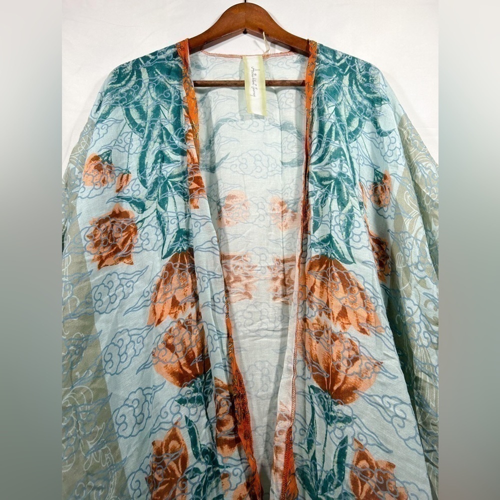 Aratta Silent Journey Kimono Floral Print Open Front Ruana Womens One Size - Picture 9 of 10